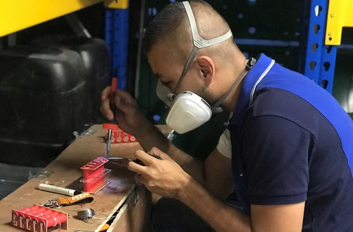 Submodule assembly bench during the build phase.