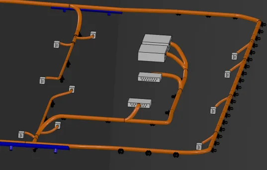 Result iteration 2 with refined routing against the chassis envelope.