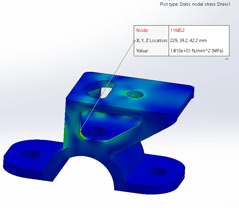 Sensor 1 placed at the high-stress feature for mesh convergence tracking.
