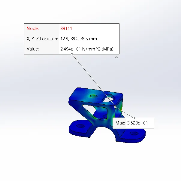 Sensor 2 placed at the maximum-displacement region for mesh convergence tracking.